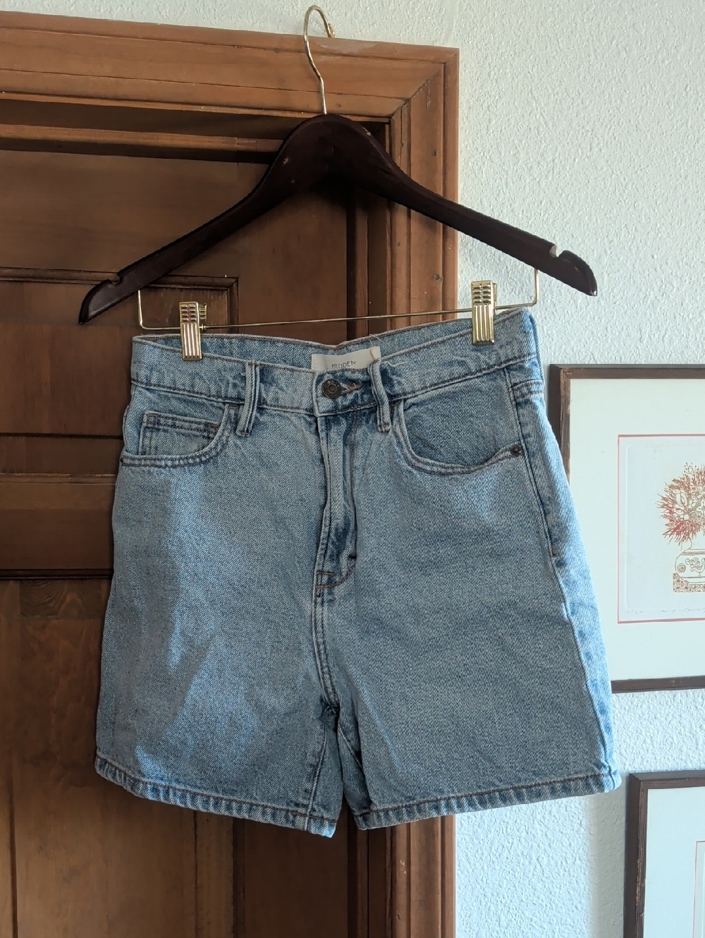 High-Rise Light Blue Denim Jean Shorts